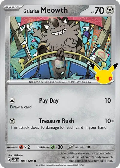 101/128 Galarian Meowth - Celebration 30th