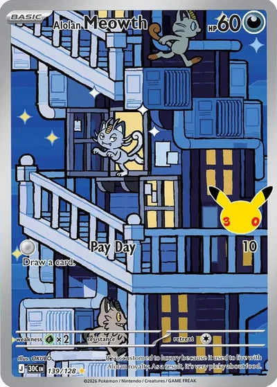 139/128 Alolan Meowth - Celebration 30th