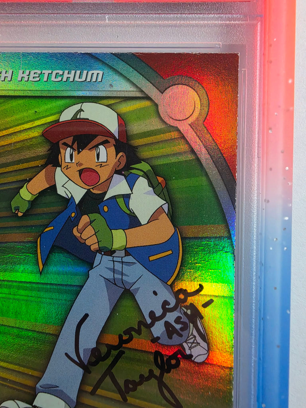 Ash Ketchum Topps Rainbow Foil Signed by Veronica Taylor PSA Auto 10