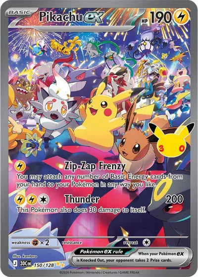 150/128 Pikachu EX - Celebration 30th