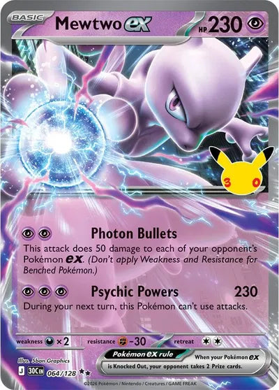 064/128 Mewtwo EX - Celebration 30th