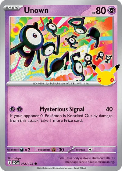072/128 Unown - Celeration 30th