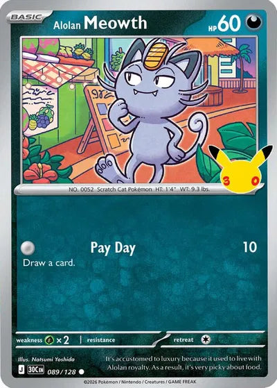089/128 Alolan Meowth - Celebration 30th