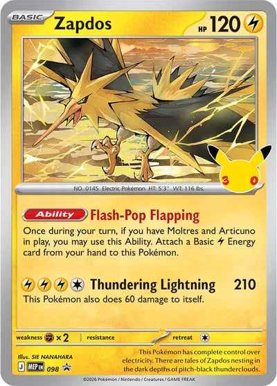 MEP 098 Zapdos - MEP Black Star Promo