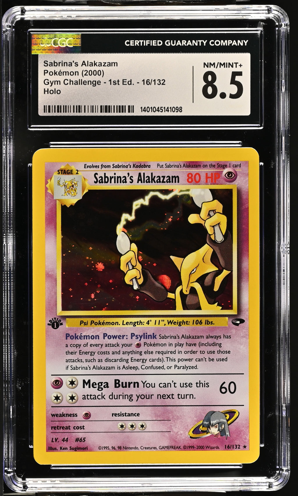 Sabrina's Alakazam 16132 Holo Gym Challenge - 1st Ed. - CGC 8.5