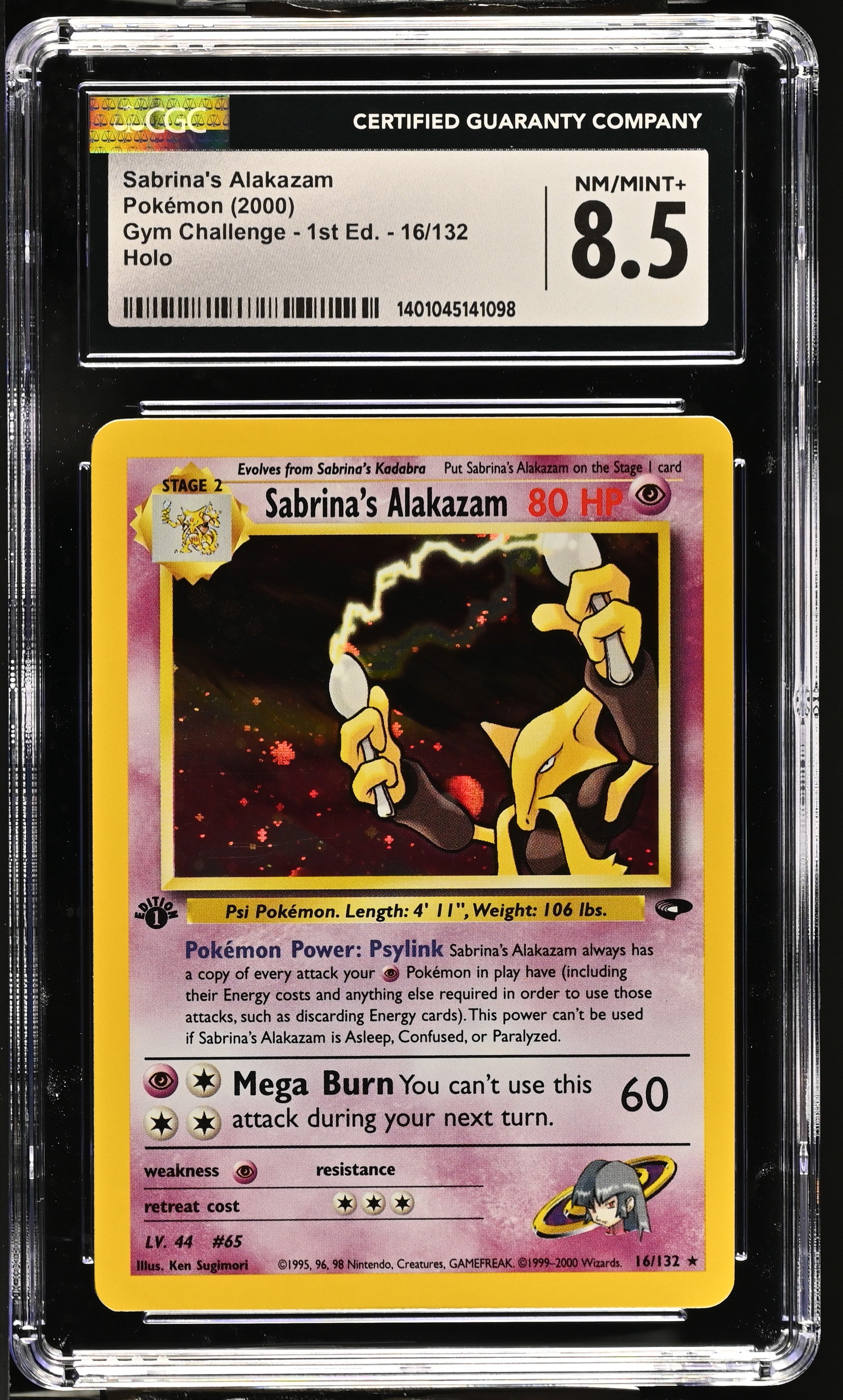 Sabrina's Alakazam 16132 Holo Gym Challenge - 1st Ed. - CGC 8.5