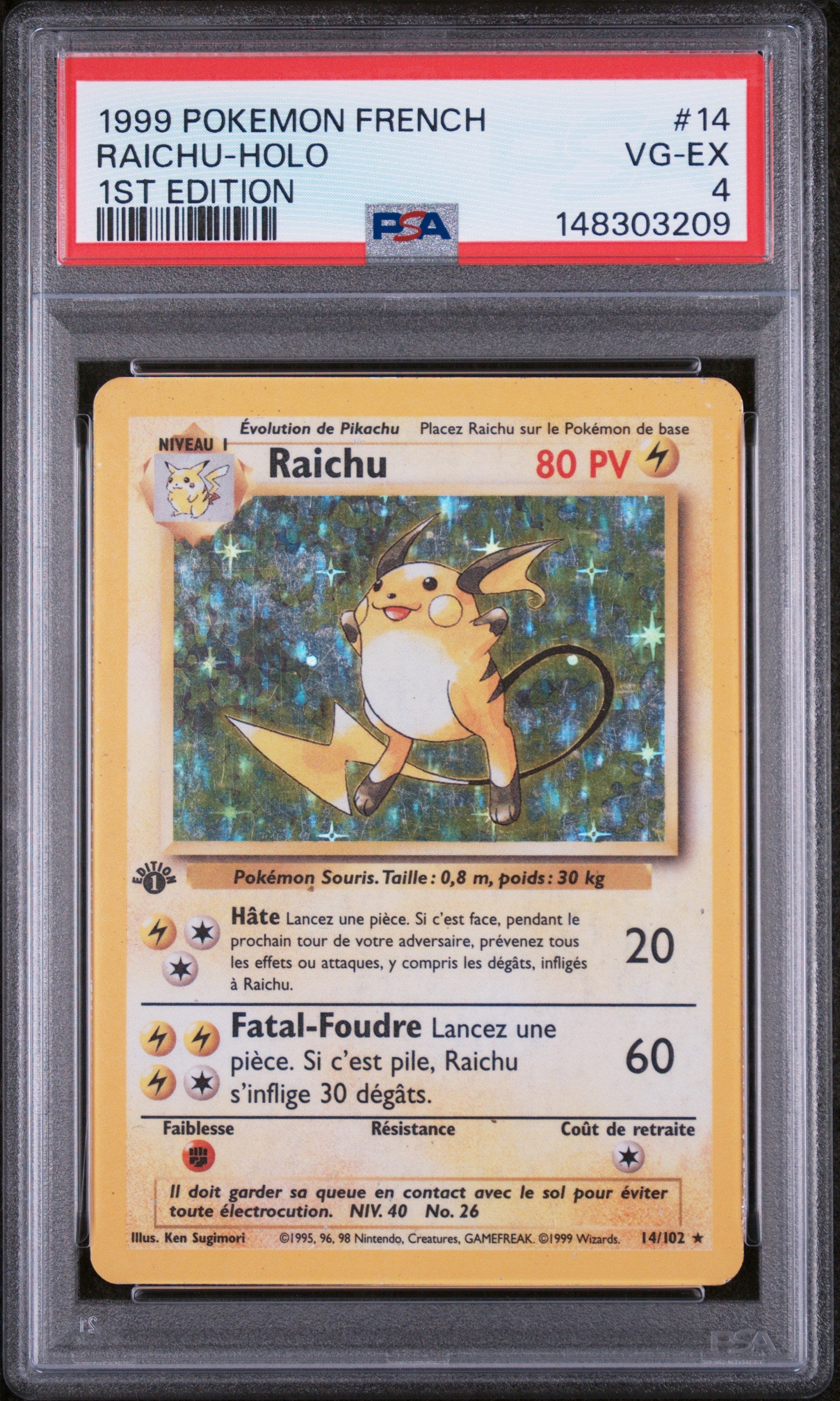 Raichu 14 Holo 1st Edition French PSA 4 Base Set