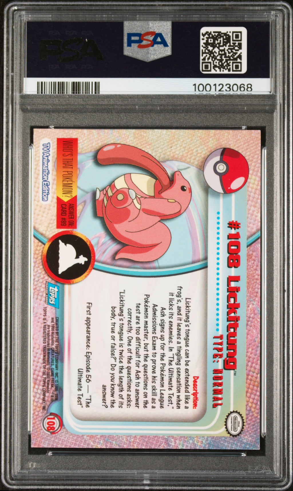 Lickitung 108 Topps Rainbow Foil Blue Logo PSA 7
