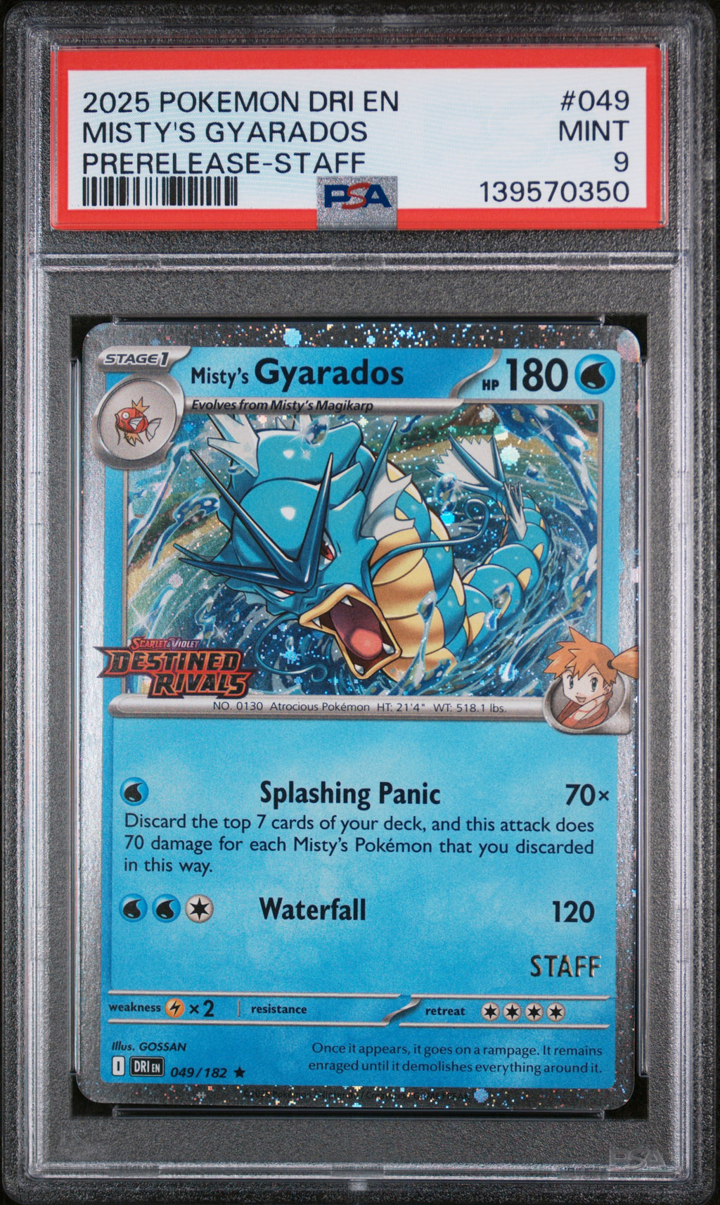 Misty's Gyarados 049182 STAFF Pokemon Destined Rivals - PSA 9