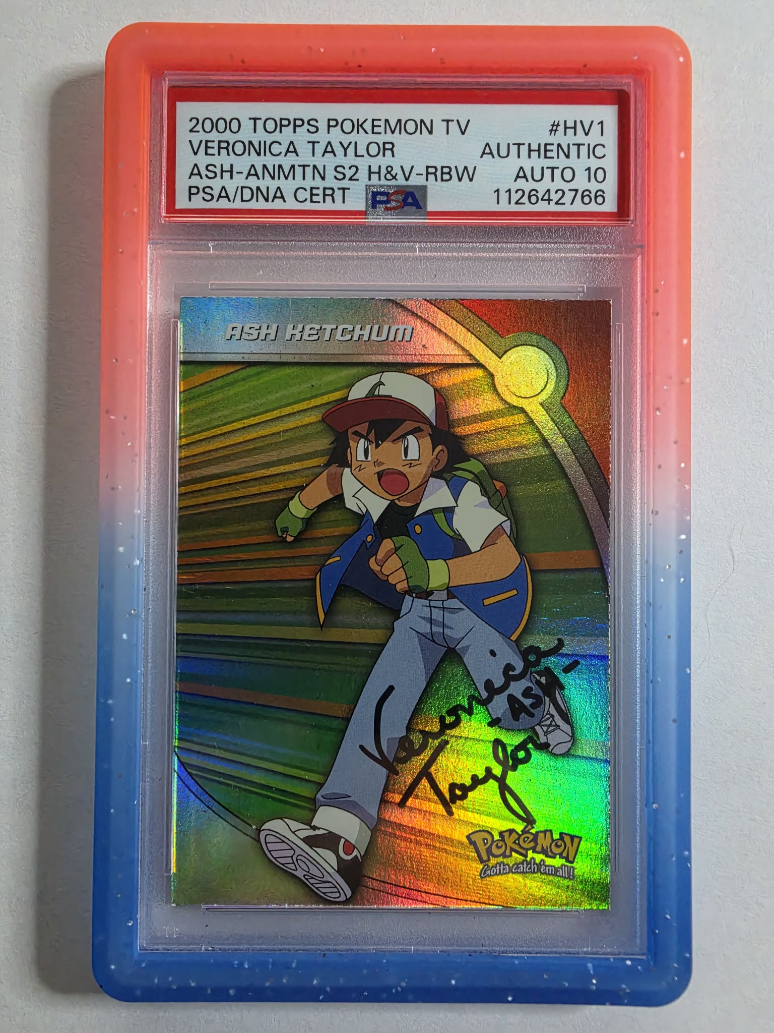 Ash Ketchum Topps Rainbow Foil Signed by Veronica Taylor PSA Auto 10 – The Boss Order