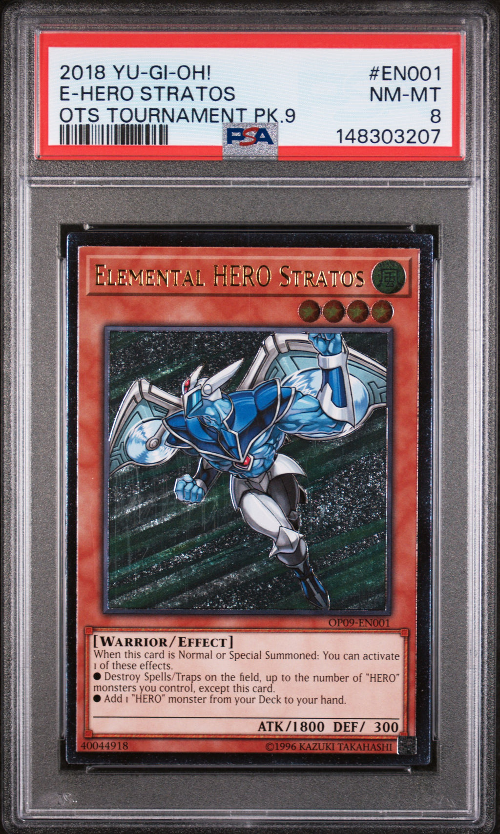Elemental Hero Stratos OP09-EN001 Yu-Gi-Oh Ots Tournament Pack PSA 8