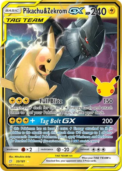 33/181 Pikachu & Zekro GX - Celebration 30th
