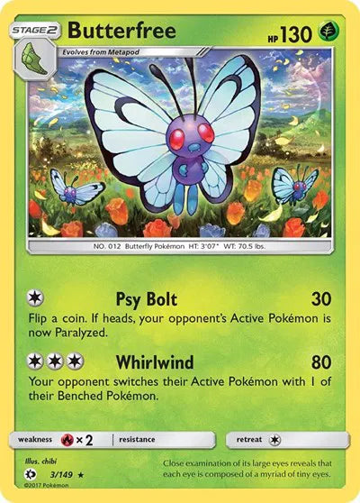 3/149 Butterfree Reverse Holo - Sun & Moon Base Set