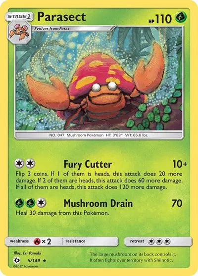 5/149 Parasect Reverse Holo - Sun & Moon Base Set