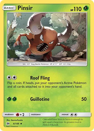 6/149 Pinsir Reverse Holo - Sun & Moon Base Set