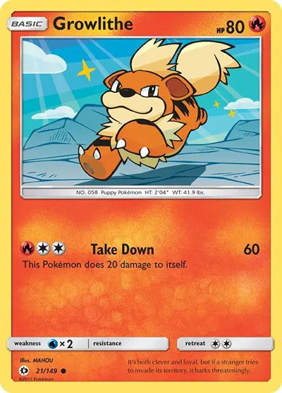 21/149 Growlithe Reverse Holo - Sun & Moon Base Set
