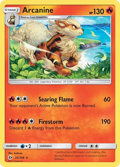22/149 Arcanine  Holofoil - Sun & Moon Base Set