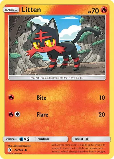 24/149 Litten Reverse Holo - Sun & Moon Base Set