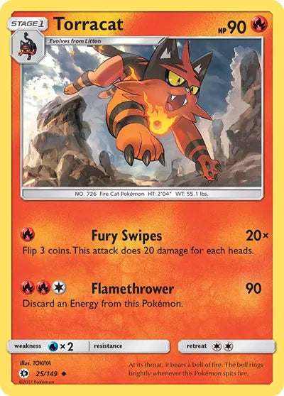 25/149 Torracat Reverse Holo - Sun & Moon Base Set