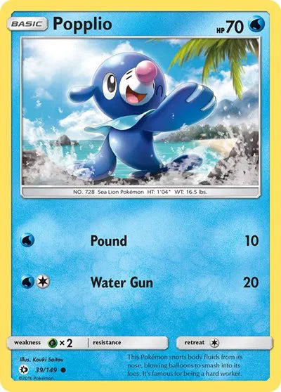 39/149 Popplio Reverse Holo - Sun & Moon Base Set