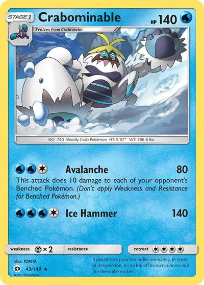 42/149 Crabominable Reverse Holo - Sun & Moon Base Set
