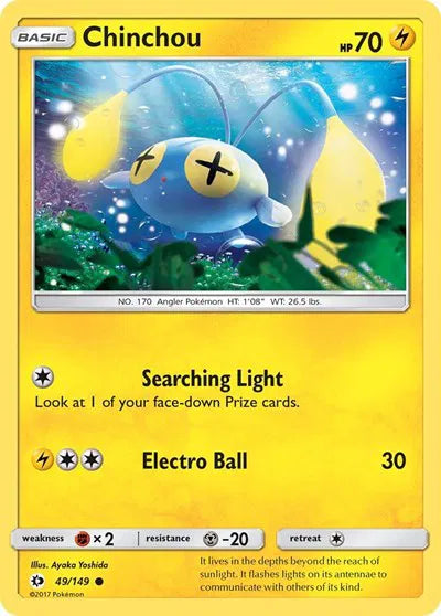 49/149 Chinchou Reverse Holo - Sun & Moon Base Set