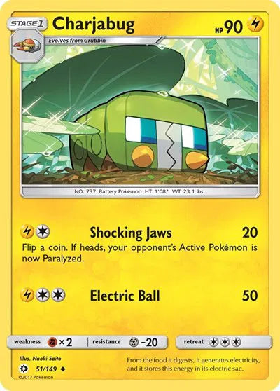 51/149 Charjabug Reverse Holo - Sun & Moon Base Set