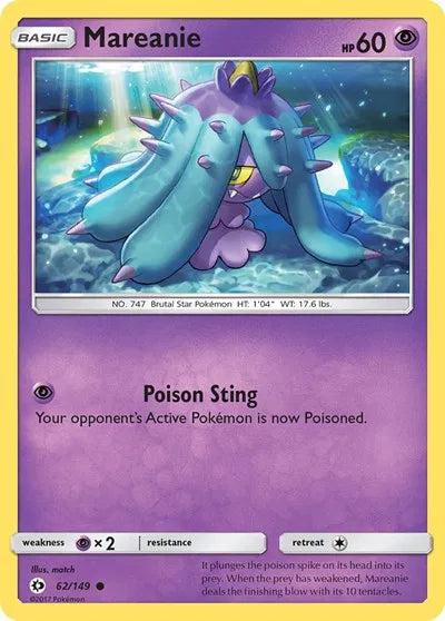 62/149 Mareanie Reverse Holo - Sun & Moon Base Set