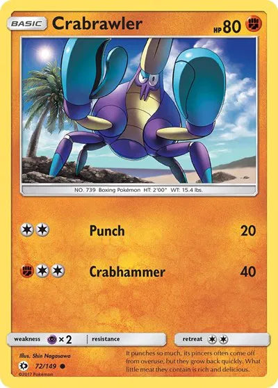 72/149 Crabrawler Reverse Holo - Sun & Moon Base Set