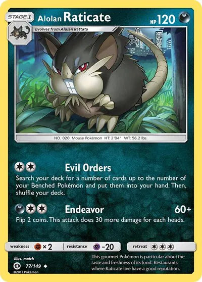 77/149 Alolan Raticate Reverse Holo - Sun & Moon Base Set