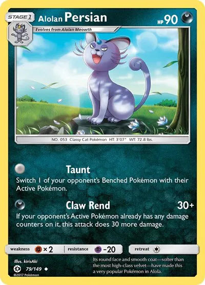 79/149 Alolan Persian Reverse Holo - Sun & Moon Base Set