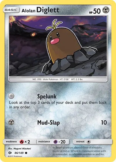 86/149 Diglett Reverse Holo - Sun & Moon Base Set