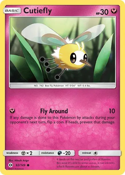 92/149 Cutiefly Reverse Holo - Sun & Moon Base Set