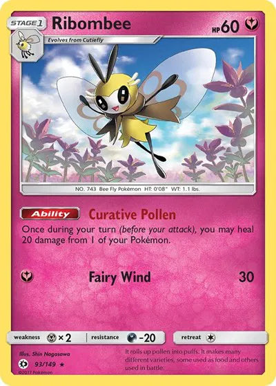 93/149 Ribombee Reverse Holo - Sun & Moon Base Set