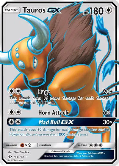 144/149 Tauros GX - Sun & Moon Base Set