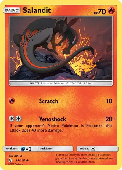 15/145 Salandit Reverse Holo - Guardians Rising
