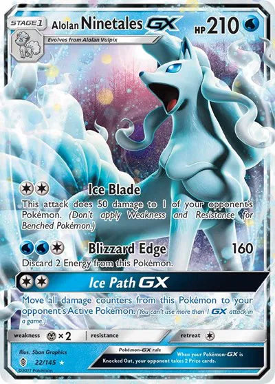 22/145 Alolan Ninetales GX - Guardians Rising