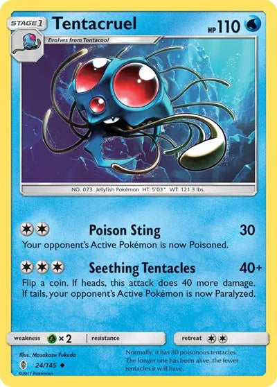 24/145 Tentacruel Reverse Holo - Guardians Rising