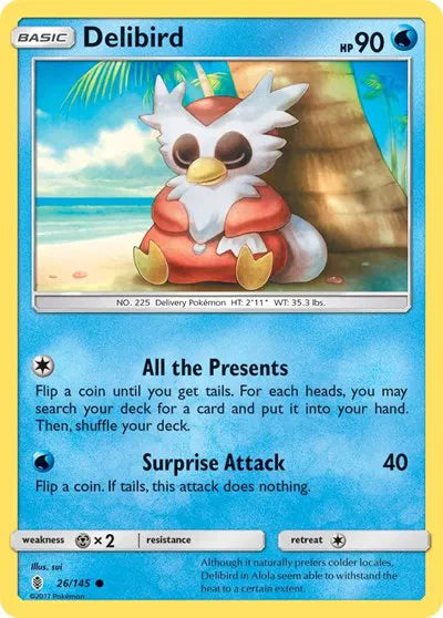 26/145 Delibird Reverse Holo - Guardians Rising