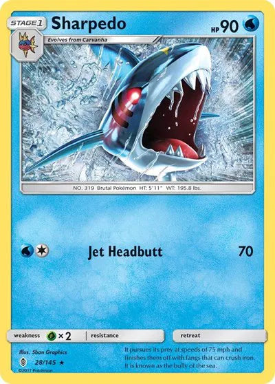 28/145 Sharpedo Reverse Holo - Guardians Rising