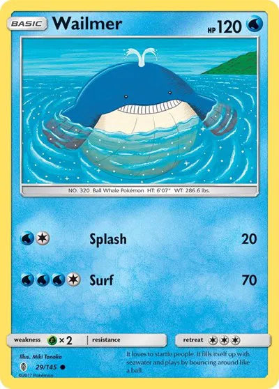 29/145 Wailmer Reverse Holo - Guardians Rising
