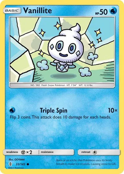 33/145 Vanillite Reverse Holo - Guardians Rising