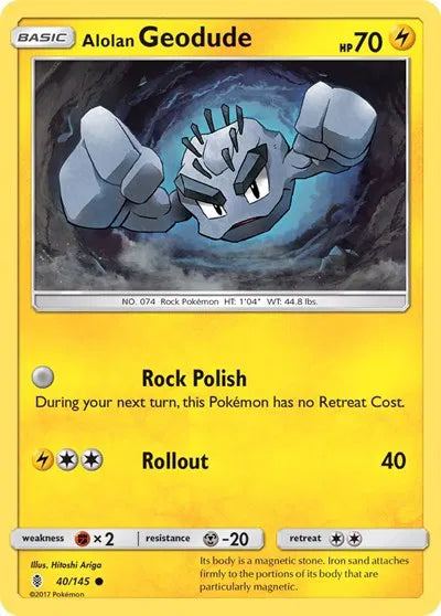 40/145 Alolan Geodude Reverse Holo - Guardians Rising