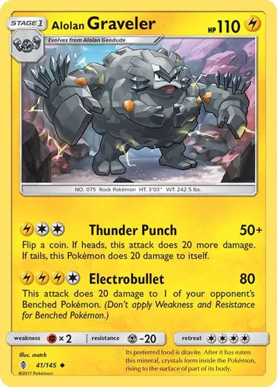 41/145 Alolan Graveler Reverse Holo - Guardians Rising