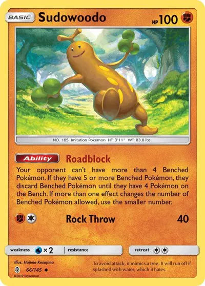 66/145 Sudowoodo Reverse Holo - Guardians Rising