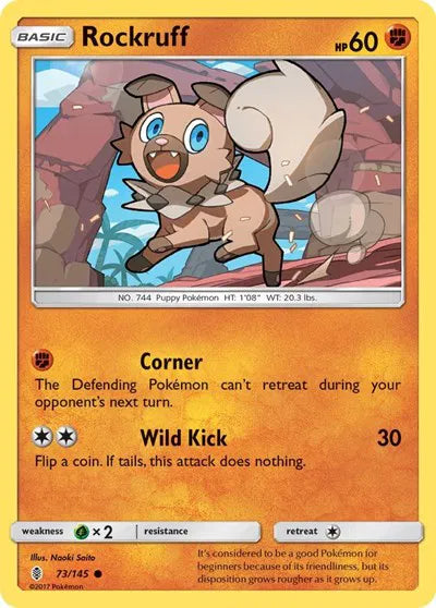 73/145 Rockruff Reverse Holo - Guardians Rising