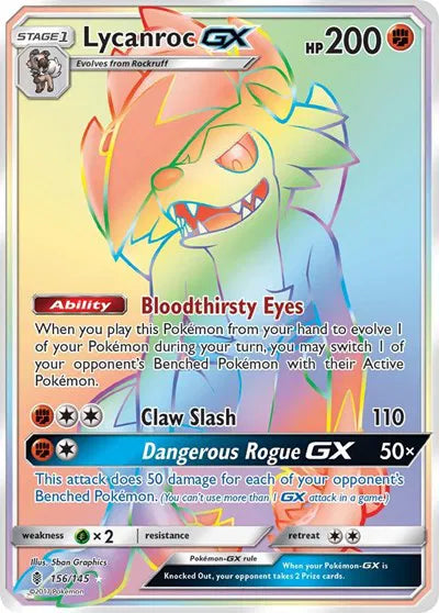 156/145 Lycanroc GX - Guardians Rising