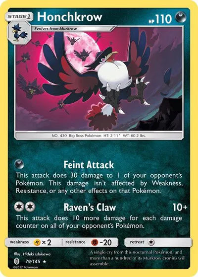 79/145 Honchkrow Reverse Holo - Guardians Rising