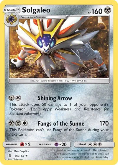 87/145 Solgaleo Reverse Holo - Guardians Rising