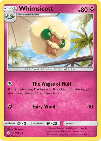 91/145 Whimsicott Reverse Holo - Guardians Rising